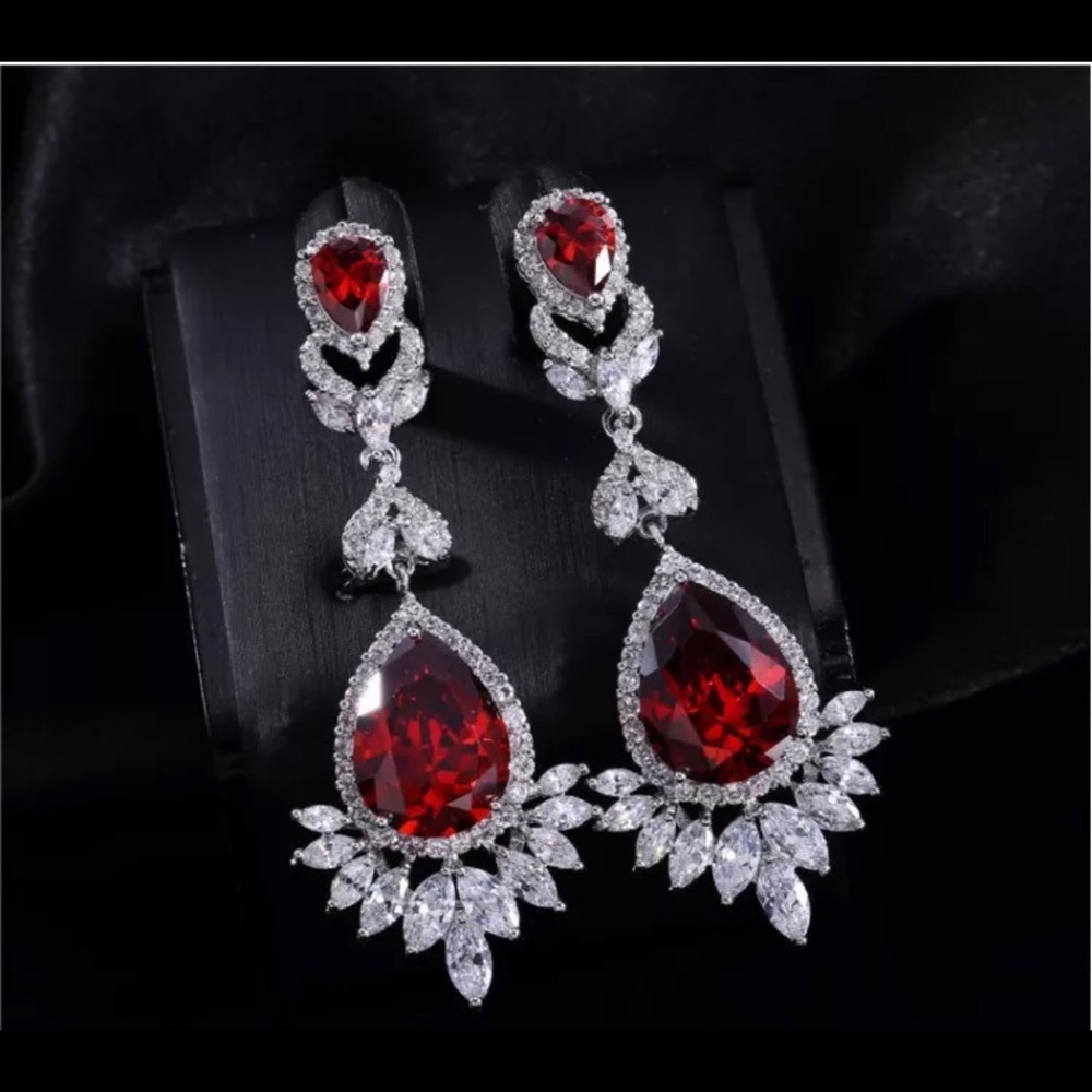 Sparkly Wedding Earrings Cubic Zirconia Drop
